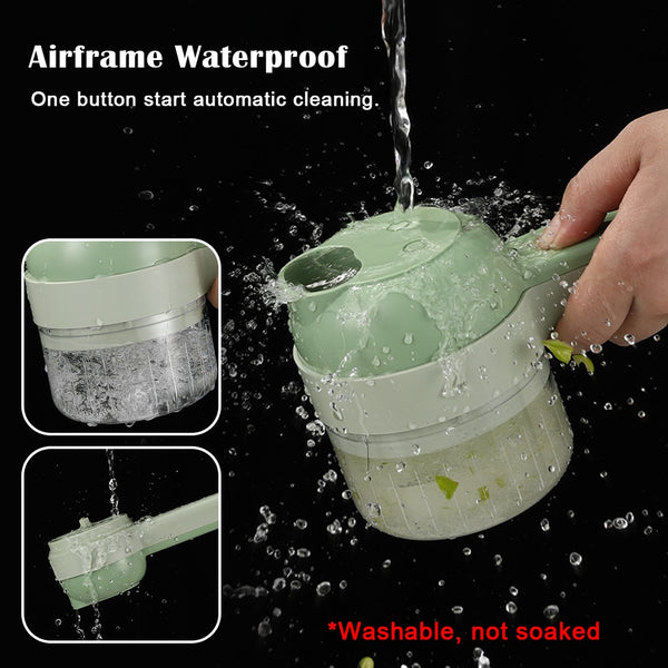 4 In1 Multifunctional Electric Vegetable Cutter Slicer Garlic Mud Masher Machine Chopper Food Slice Prssing Mixer USB Charging