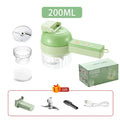 4 In1 Multifunctional Electric Vegetable Cutter Slicer Garlic Mud Masher Machine Chopper Food Slice Prssing Mixer USB Charging